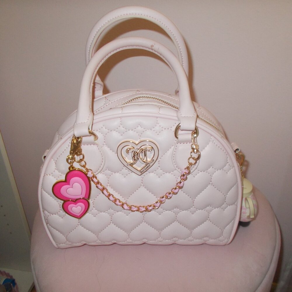 Juicy couture light pink flawless heart quilted purse